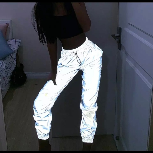 Women's Reflective Jogger Pants with drawstring - Picture 1 of 4